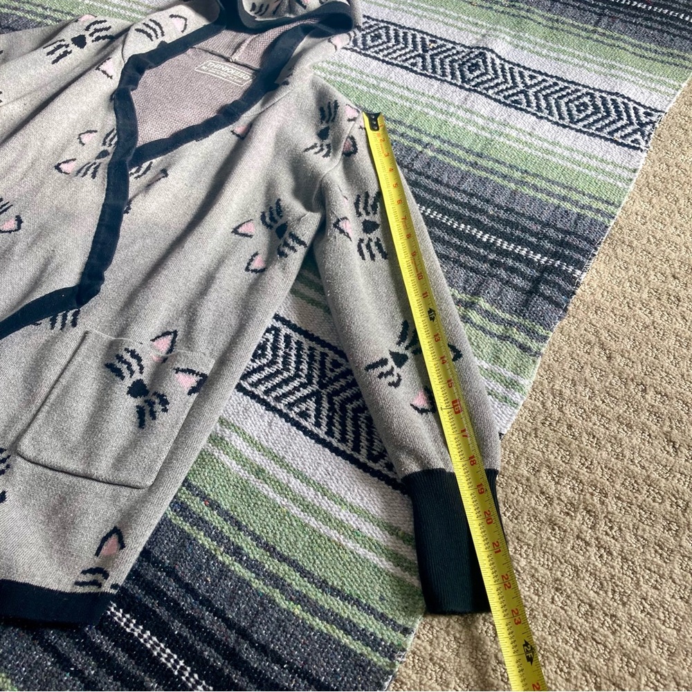 Thinkgeek Gray Cat Open Front Hooded Cardigan Swe… - image 3